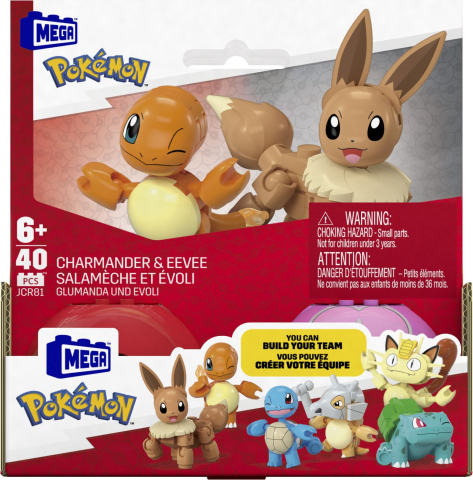 Jocuri de construcție și cuburi - POKEMON MEGA SET DOUA BILE CHARMANDER SI EEVEE 40 PIESE