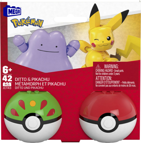 Jocuri de construcție și cuburi - POKEMON MEGA SET DOUA BILE DITTO SI PIKACHU 42 PIESE