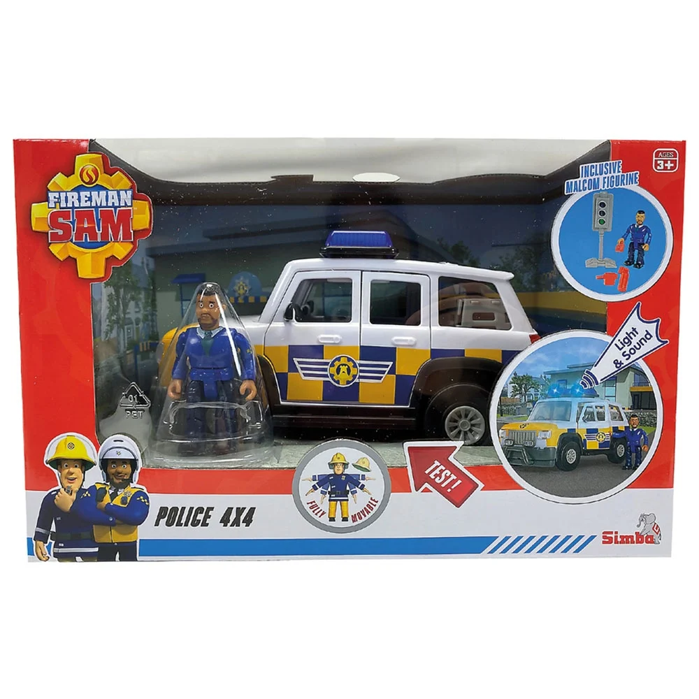 Figurine - Pompierul Sam - Masina de politie cu figurina Malcom