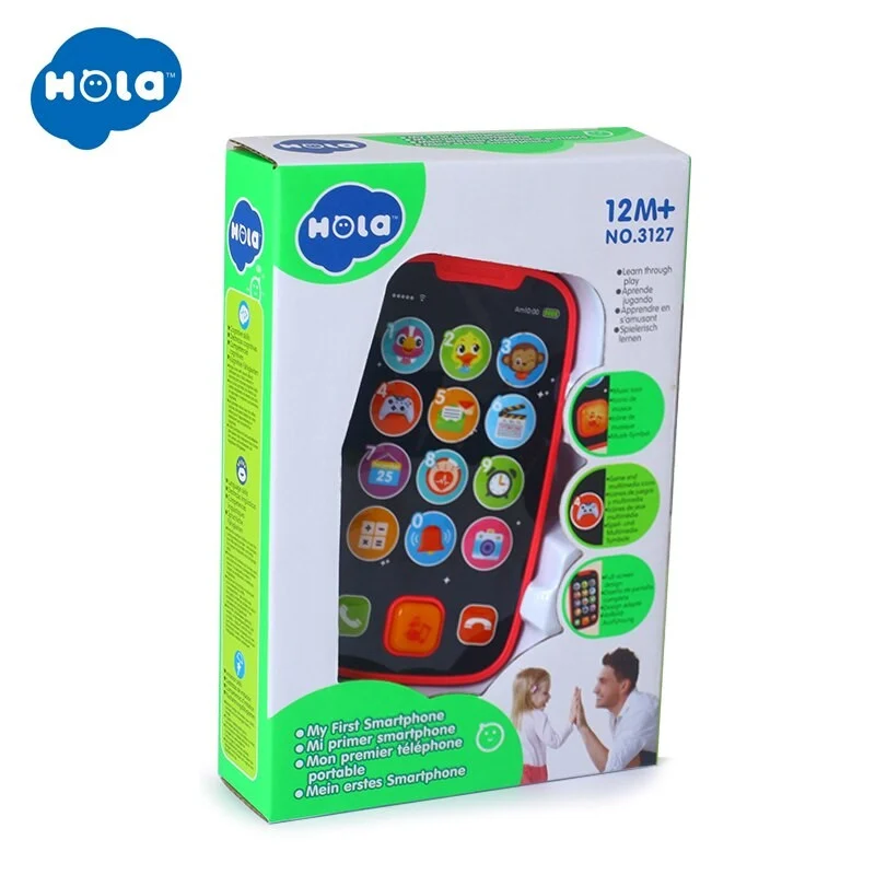 Jucării interactive și tematice - Primul meu telefon smart rosu cu muzica si lumini Hola