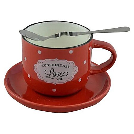 Casă și decorațiuni - Ceasca din ceramica cu accesorii - design cu buline 3312