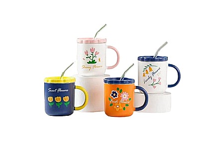 Casă și decorațiuni - Cana cu capac si pai hg2246