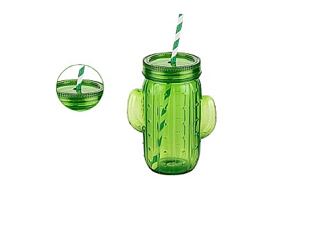 Casă și decorațiuni - Cana cu capac si pai 450ml ak 715