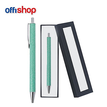 Birotică și accesorii birou - Pix metal sidefat verde in cutie cadou of527