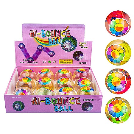 Jucării și jocuri - Minge cauciuc cu led 6.5cm- floarea soarelui 2194-65s