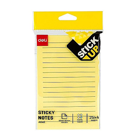 Papetărie și articole din hârtie - Notes adeziv 101*152mm 4*25file liniat deli dlea048