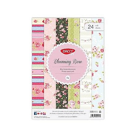 Rechizite școlare - Hartie decorativa A4 24 coli blooming rose Daco
