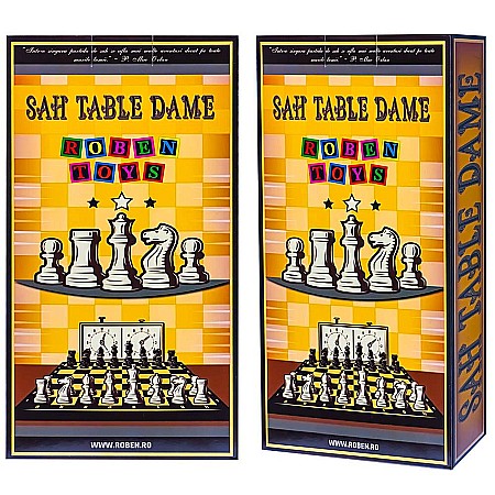 Jucării și jocuri - Joc 3 in 1: sah table dame cutie lemn 29x15cm 16054