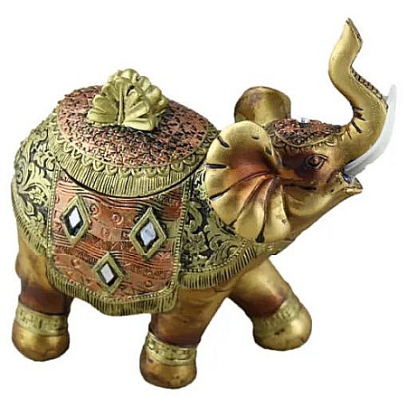 Cutii de bijuterii și lemn - Caseta bijuterii elefant din rasina aurie 16cm 2345