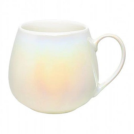 Căni și pahare - Cana portelan 380 ml design metalic alb Pearl Ambition