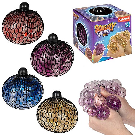 Jucării și jocuri - Minge squeezy glitter strugure 10cm toi-toys 3588z