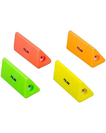 Birotică și accesorii birou - Ascutitoare plastic dubla cu container slide Milan culori diferite