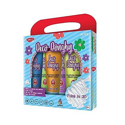 Plastilină - Plastilina crema 6 x 30 ml Deco Doughy