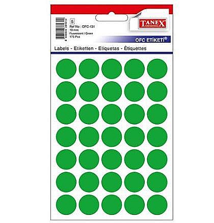 Etichete adezive - Etichete rotunde 19mm verzi 175/tipla tanex ofc131g