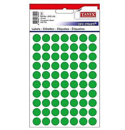 Etichete adezive - Etichete rotunde 13mm verzi 350/tipla tanex ofc129g