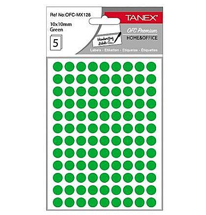 Etichete adezive - Etichete rotunde 10mm verzi 540/tipla tanex ofc128g