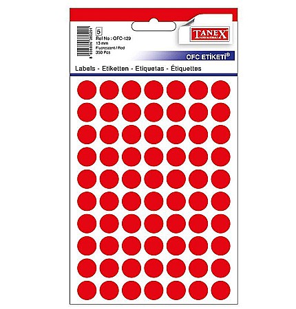 Etichete adezive - Etichete rotunde 13mm rosii 350/tipla tanex ofc129r