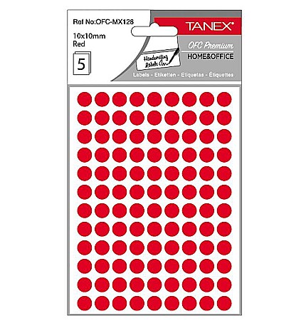 Etichete adezive - Etichete rotunde 10mm rosii 540/tipla tanex ofc128r