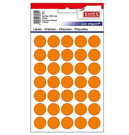 Etichete adezive - Etichete rotunde 19mm portocalii 175/tipla tanex ofc131o