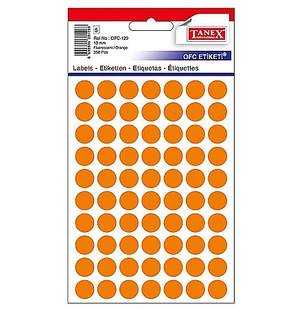Etichete adezive - Etichete rotunde 13mm portocalii 350/tipla tanex ofc129o