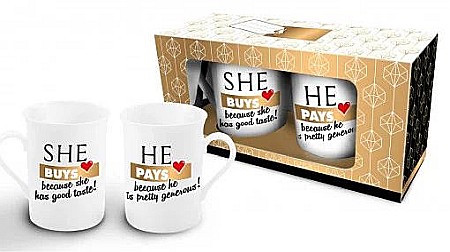 Casă și decorațiuni - Set 2 cani 290 ml She buys, he pays Bg-tech