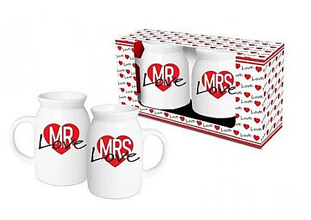 Casă și decorațiuni - Set 2 cani lapte/vin fiert mrs+mr love 200086