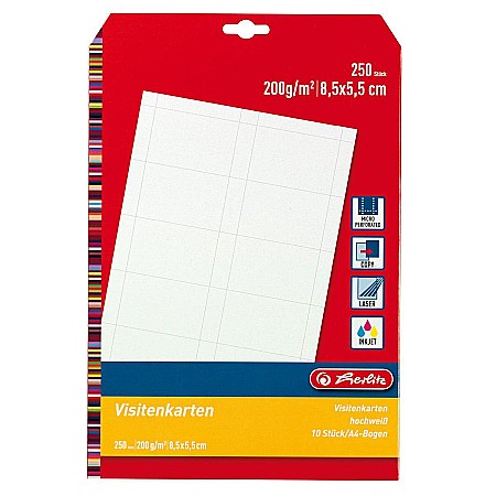 Rechizite școlare - Carti vizita preformate 250buc 10 buc /coala Herlitz