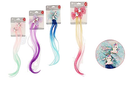 Accesorii pentru păr - Set clame de par cu suvite colorate 2 buc 33 cm