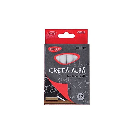 Cretă școlară și creativă - Creta alba 12 buc /cut Daco