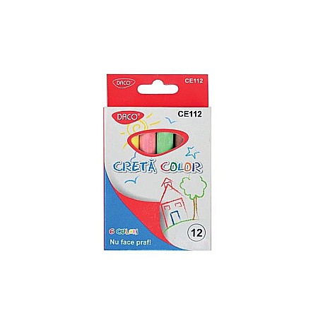 Cretă școlară și creativă - Creta color 12 buc /cutie Daco