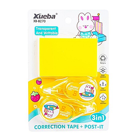 Rechizite școlare - Corector banda 2 buc/set + notes adeziv xb-b270