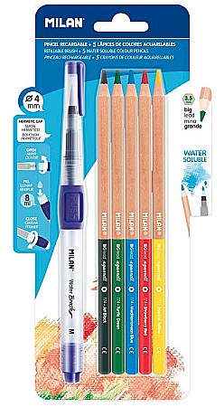 Creioane colorate - Creion color 5 acuarela+pensula rezervor milan