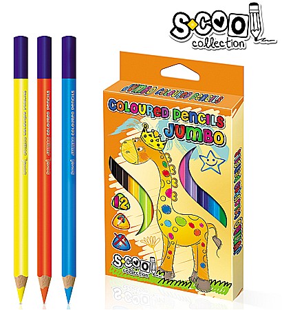 Creioane colorate - Creioane Color Triunghiulare Jumbo 12 culori S-Cool