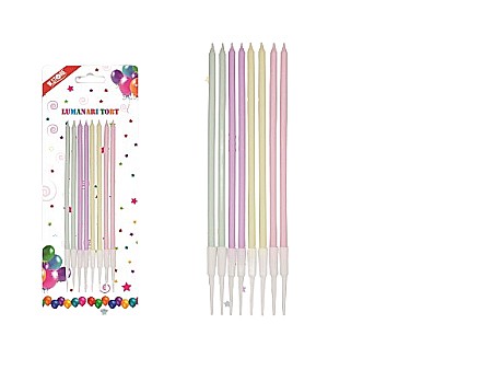 Articole Party - Set lumanari lungi culori macaron 8buc w08 037460
