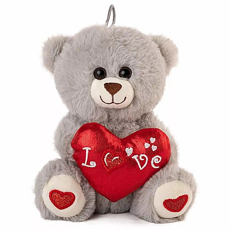 Jucării de pluș - Ursulet inima gri 16 cm