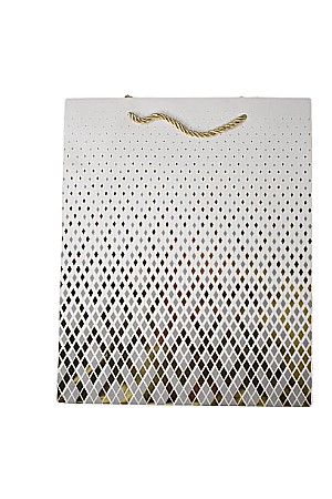 Accesorii pentru impachetat - Punga cadou 32cm - office romburi aurii pgcd00070