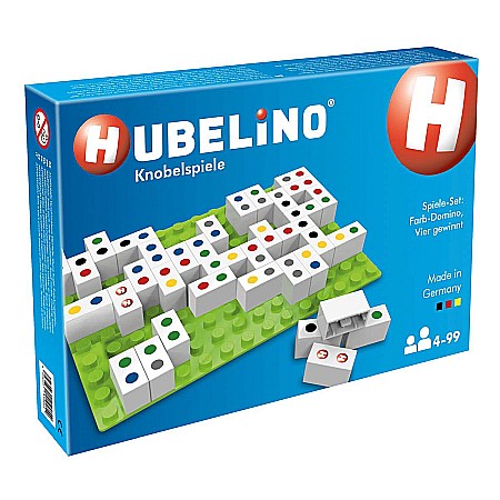 Jocuri de construcție și cuburi - Joc 2 in 1 potriveste 4 and domino curcubeu hubelino 410054