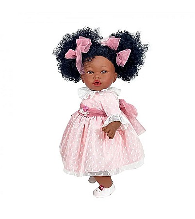 Păpusi - Papusa nines d'onil addis afro rochie roz plumeti 1702