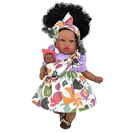 Păpusi - Papusa nines d'onil maria afro cu sunete cu bebelus 4403