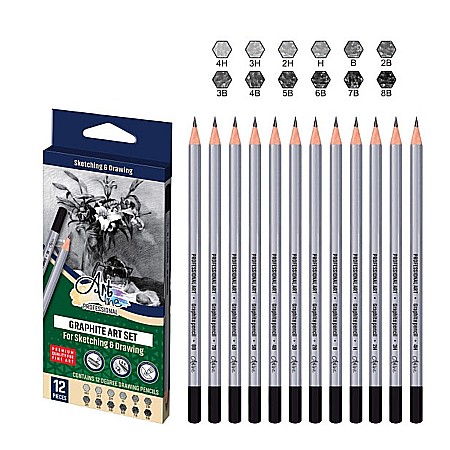 Scriere și corectare - Creioane grafit profesional 12 buc /set 4h-8b Artline