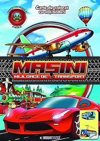 Cărți - Mașini. Mijloace de transport. Carte de colorat cu abțibilduri