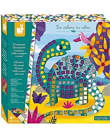 Jucării de creație - Set 8 carduri cu dinozauri mozaic janod j07903