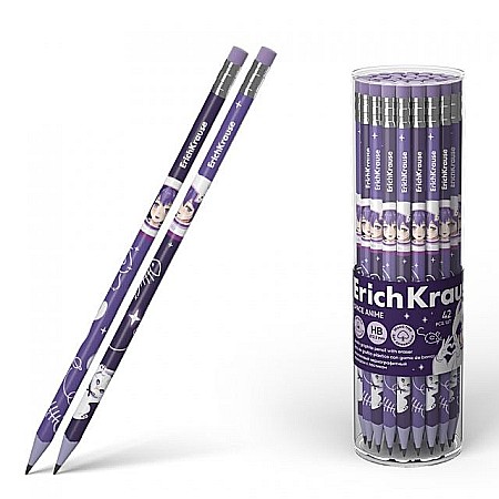 Creioane grafit și ascuțitori - Creion grafit HB cu radiera ErichKrause Anime