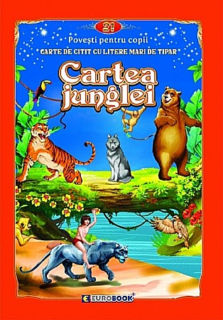 Cărți ilustrate și interactive - Cartea junglei. Carte de citit cu litere mari de tipar