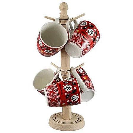 Casă și decorațiuni - Suport cu 6 cani traditionale romanesti 8cm