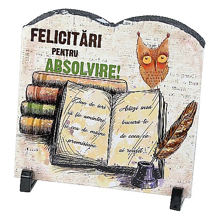 Casă și decorațiuni - Placa ardezie carte felicitari pentru absolvire 20x19 cm