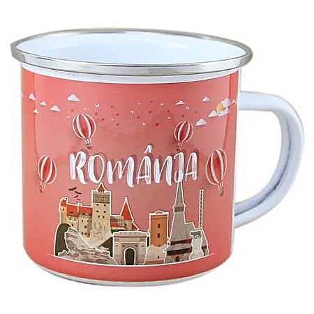 Casă și decorațiuni - Cana metalica emailata 240 ml Romania baloane cu aer