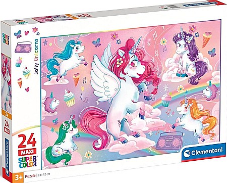 Jucării și jocuri - Puzzle 24 maxi - jolly unicorns (model nou) cl28525