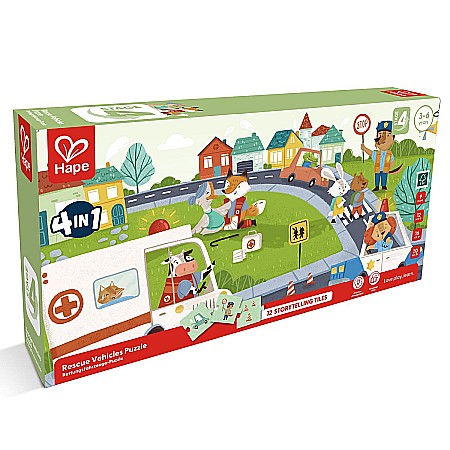 Jucării și jocuri - Puzzle vehicule de salvare 4 in 1 si joc storytelling e1639a