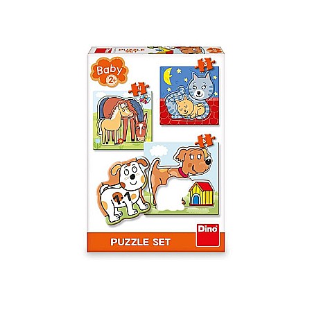 Jucării și jocuri - Puzzle 3 in 1 animalele si puii lor - dino toys 325128